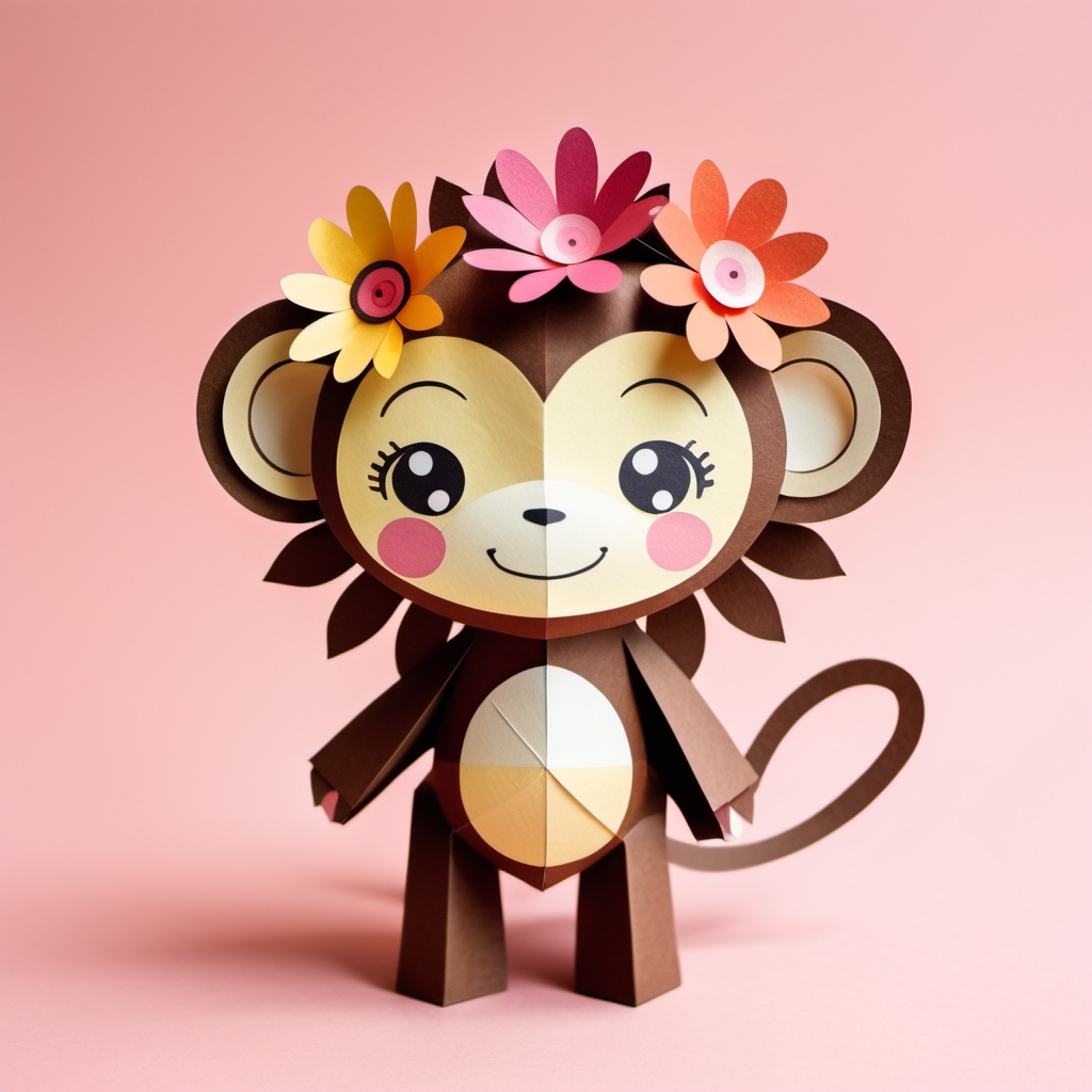 Mascotte féminine en papier, présence créative 3WM